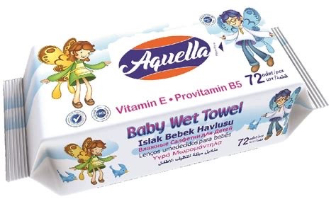 Aquella nedves baba törlőkendő 72 db E vitaminos és B5 provitaminnal FLIPTOP AQU.VIF.72